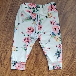 SHEIN Floral Kids Leggings - Pink and White